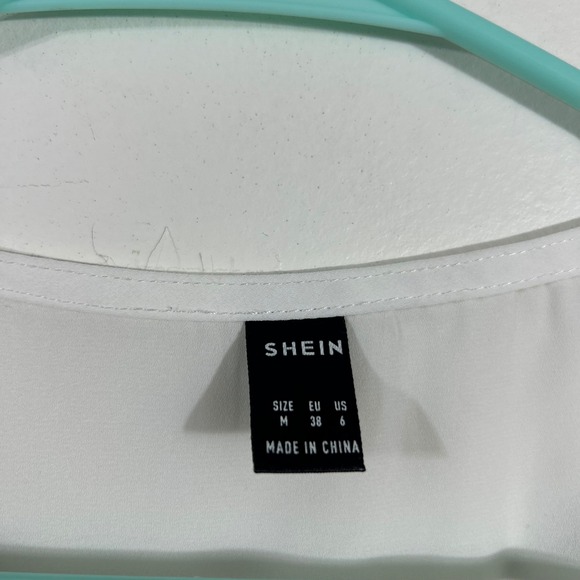 SHEIN Colorblock Half Zip Blouse Womens Medium Yellow White Navy Casual Top - Picture 2 of 6